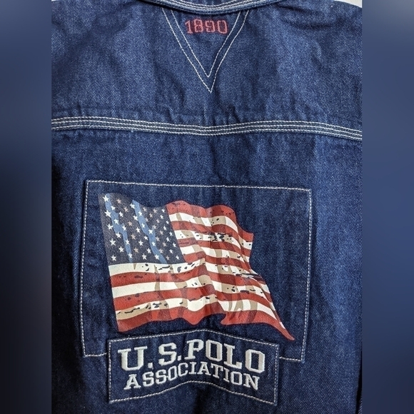 Nwt U.S. Polo Association Childs Jean Jacket Size 7 American Flag - Picture 4 of 6